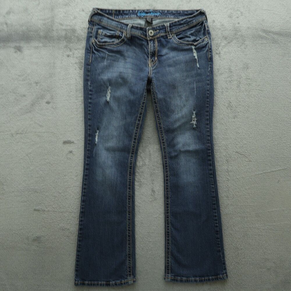 Ariya Jeans Women's Size 11/12 Blue Low-Rise Bootcut Denim 30" Inseam Distressed
